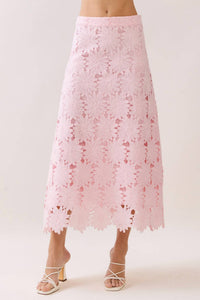 Tcec - Floral Lace Midi Skirt
