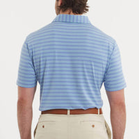 Southern Marsh Maybourne Featherlight Stripe Polo Shirt in lilac mint - men's shirt - detail view