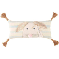 Mudpie - Oh So Happy Bunny Striped Pillow