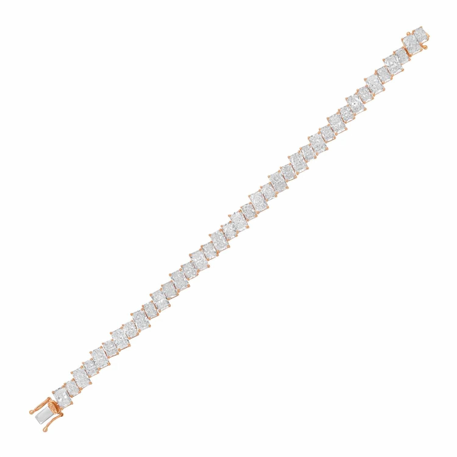Diana M Jewels - Women's Radiant Lab-Grown Diamond Tennis Bracelet (48.00 Ct) - Signature