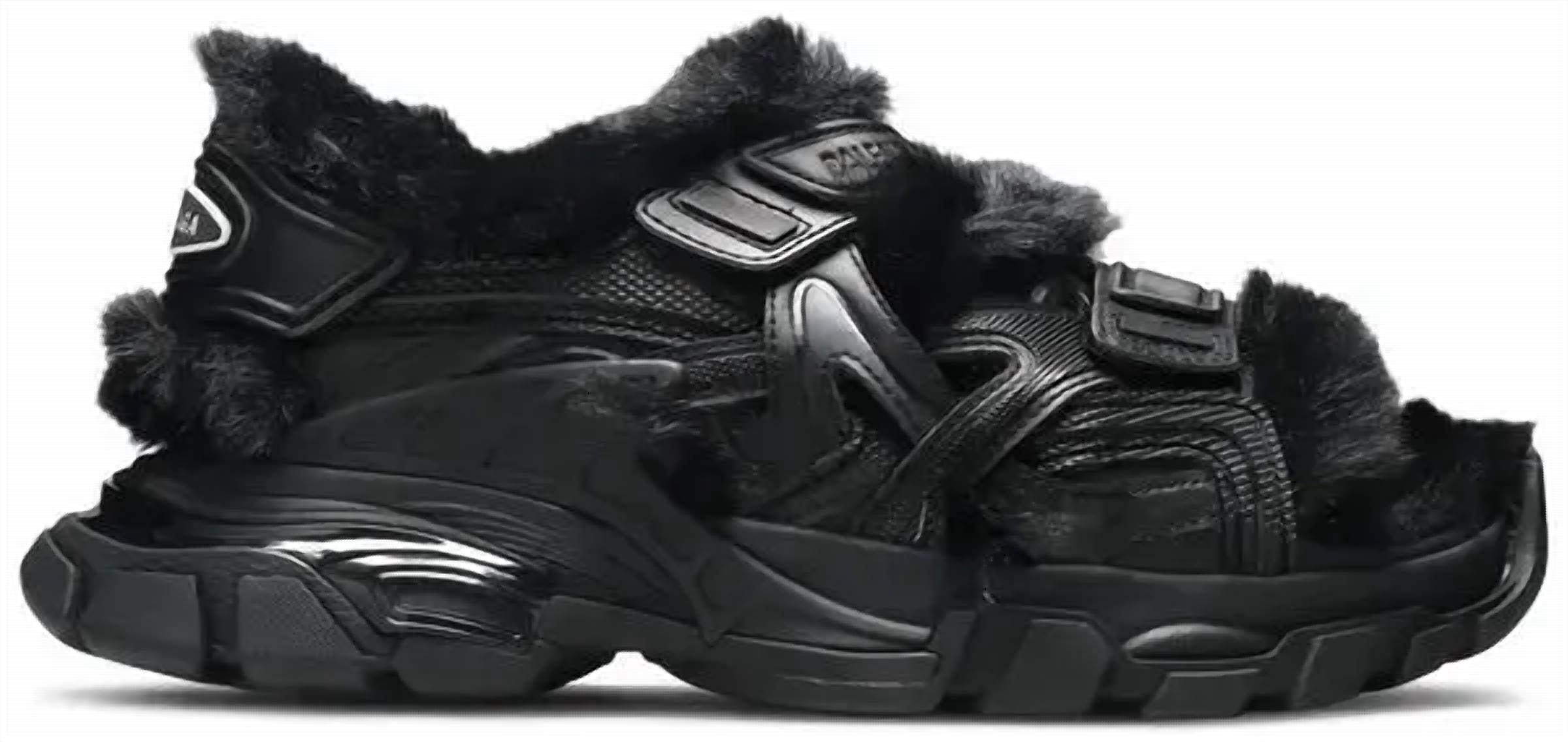 Balenciaga - Women's Faux Fur Rubber Mesh Track Sandals