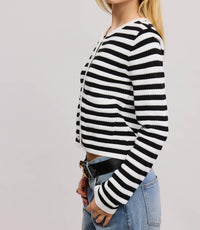 Mimosa - Pearl Embellishment Striped Cardigan