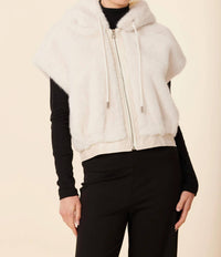 Dolce Cabo - Faux Fur Vegan Leather Trim Hoody Vest