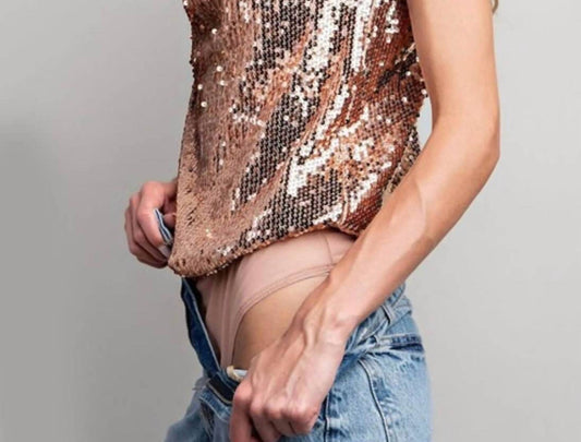 Ee:Some - Serena Sequin Tank Bodysuit