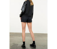 THML Mixed Media Textured Top in black - women's blouse - view 4