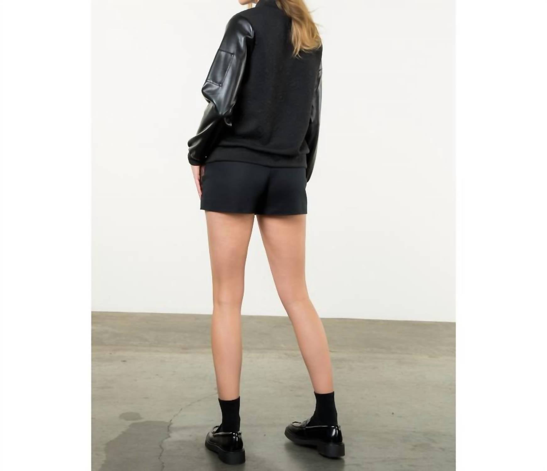 THML Mixed Media Textured Top in black - women's blouse - view 4