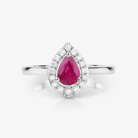 Diana M Jewels Women's Pear Natural Ruby Fashion Ring (0.92 Ct) - Delicate in 14k white gold - women's jewelry