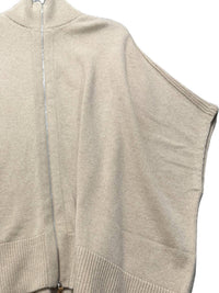 Lafayette 148 Women's Zip Up Poncho in dune - women's sweater - detail view