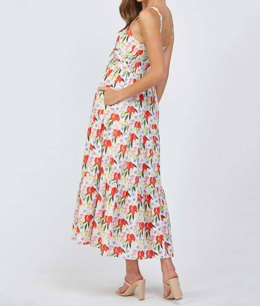 Fate - Cut Out Tie Front Floral Maxi Dress