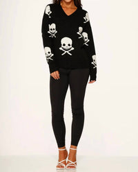 Orchid Bloom - Skulls V-neck Sweater