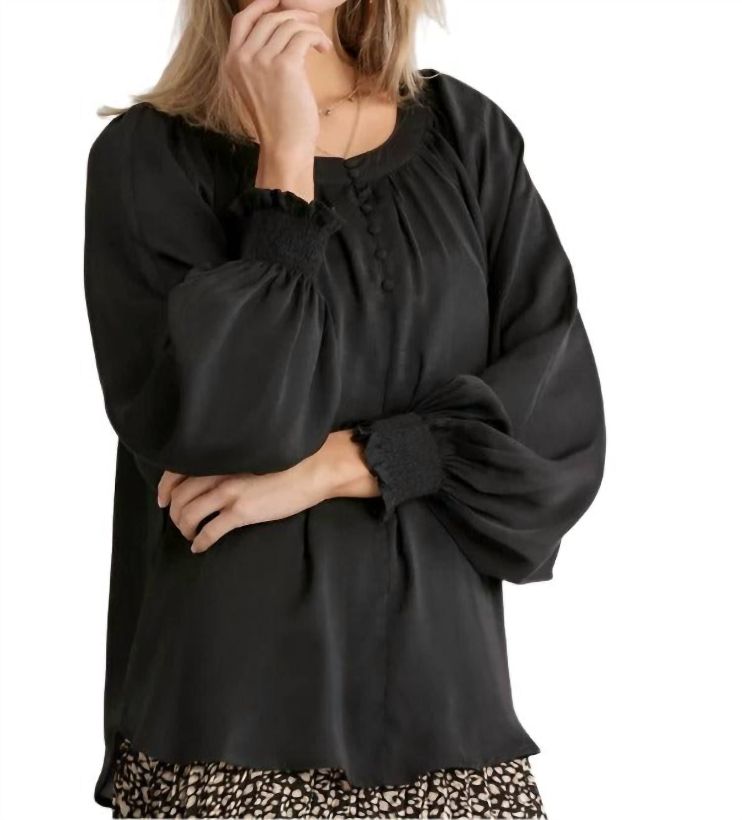 Umgee - Puff Sleeve Satin Blouse