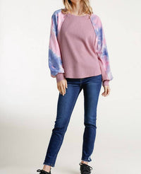 Umgee - Waffle Knit Tie Dye Top