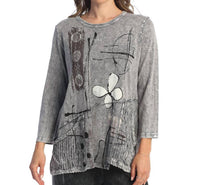 Jess & Jane - Petals Mineral Washed Cotton Wave Pocket Top