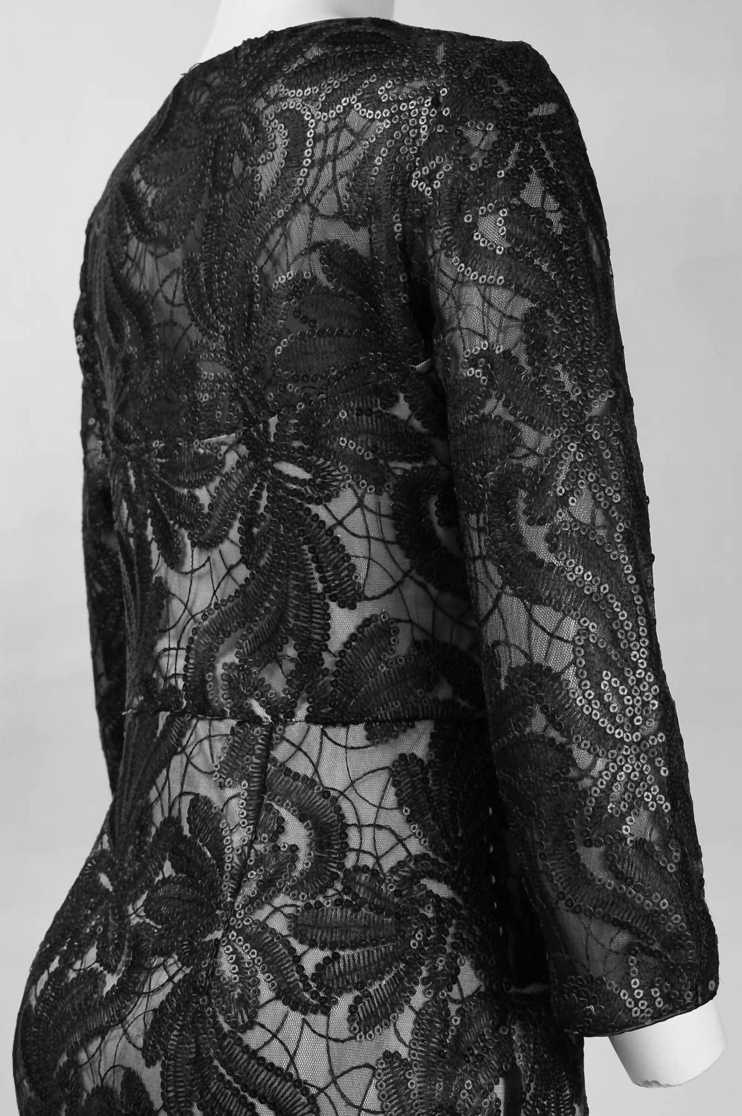 Sue Wong - Sequined Mesh Short Dress