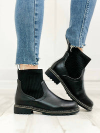 Corkys Footwear Women's Cabin Fever Chunky Bootie in black - women's shoe - detail view