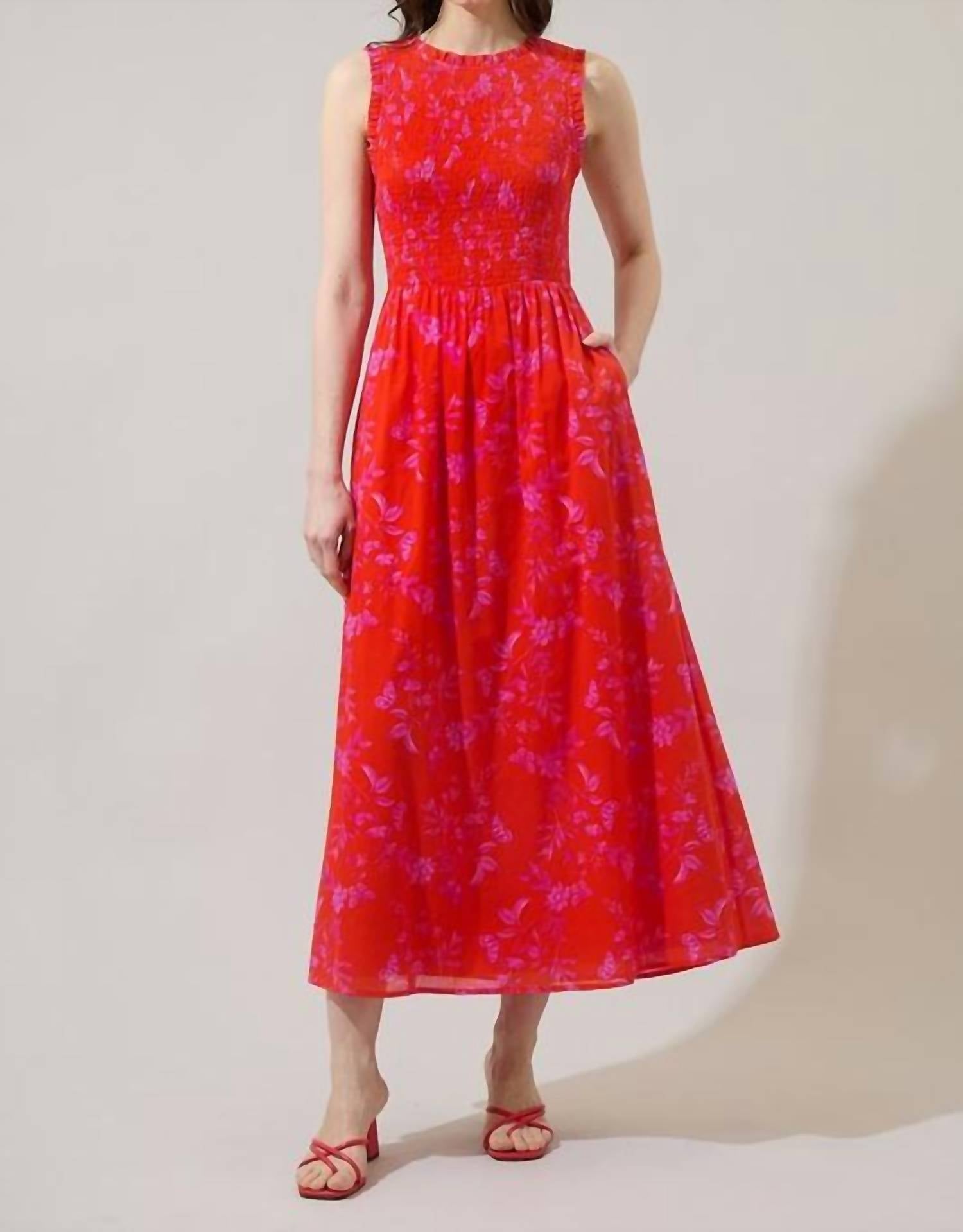 Sugarlips - Fia Floral Cecil Smocked Sleeveless Midi Dress