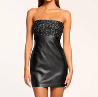 Ramy Brook - Clementine Embellished Faux Leather Mini Dress