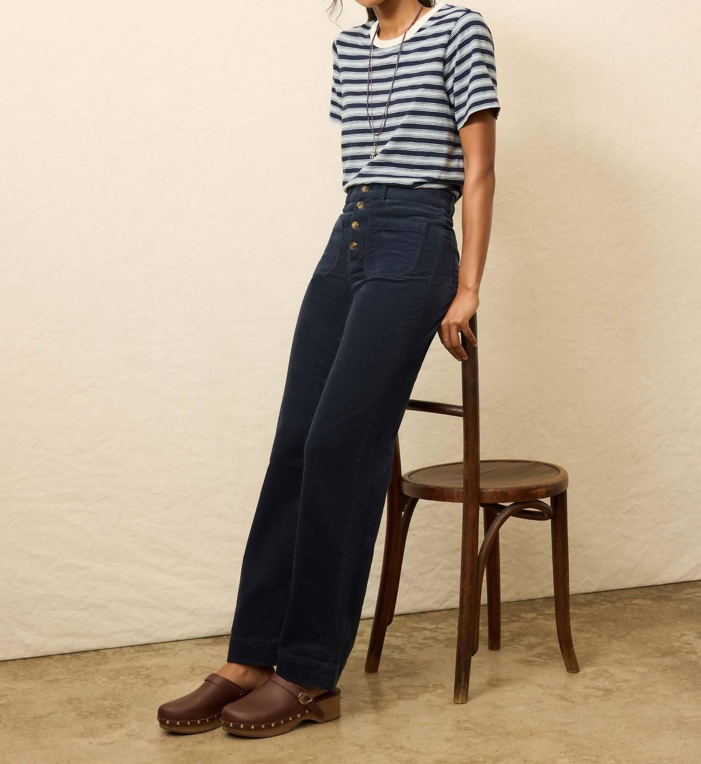Stylish In The Saddle - Stretch Terry Cord Patch Pocket Pant