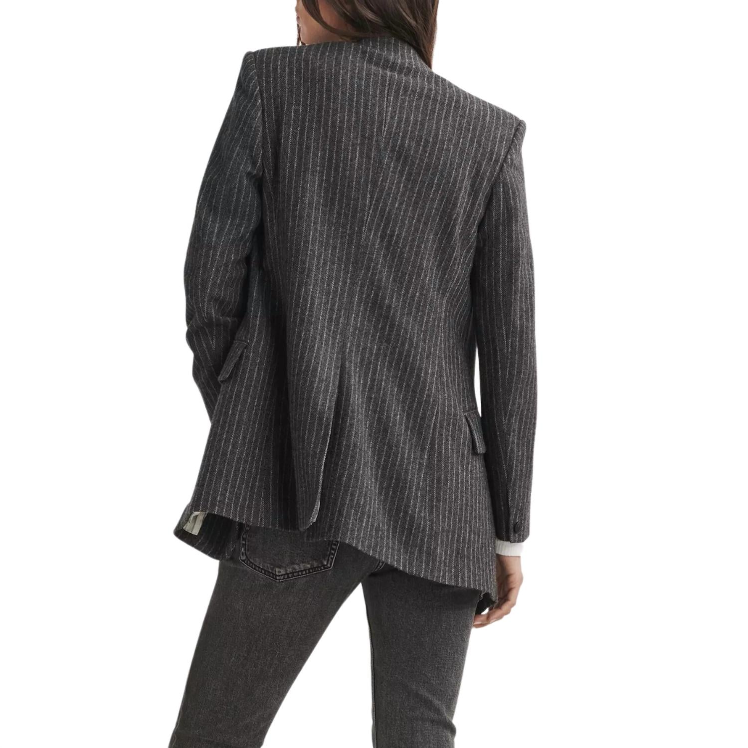 Rag & Bone Women'sa Charles Italian Wool Blazer in grey stripe - women's jacket - alternate view