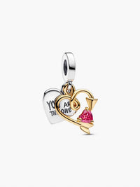 Pandora - Engravable Heart & Arrow Double Dangle Charm