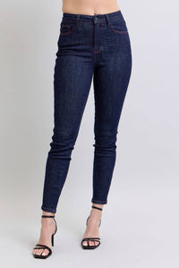 Judy Blue High Waist Heart Shaped Pockets Skinny Jeans in dark wash - women's jeans - view 4