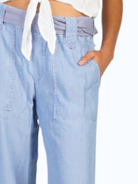 ELAN Tie Belt Pant in denim - women's pants - detail view