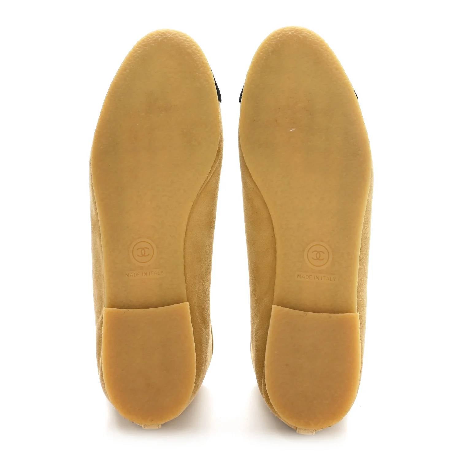 Chanel - Women's Suede Cap Toe Cc Ballerina Flats