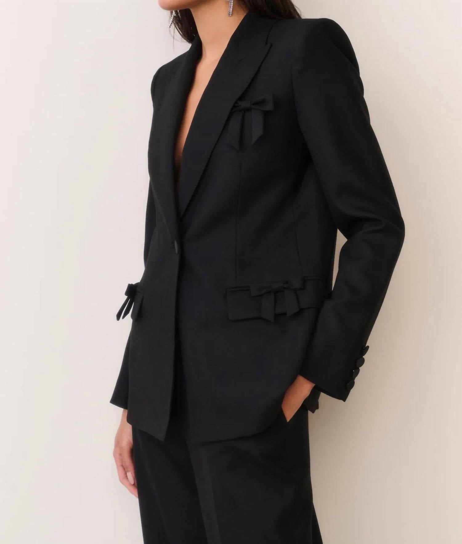Loveshackfancy - Shayne Wool-blend Bow-embellished Blazer