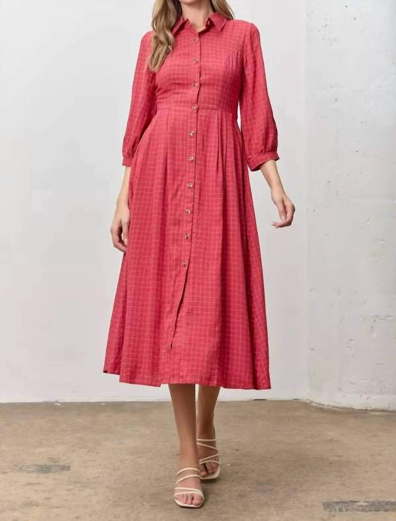 Polagram Harlem Midi Dress in red - women's dress - detail view