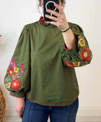 Jodifl - Embroidered Sleeves Top