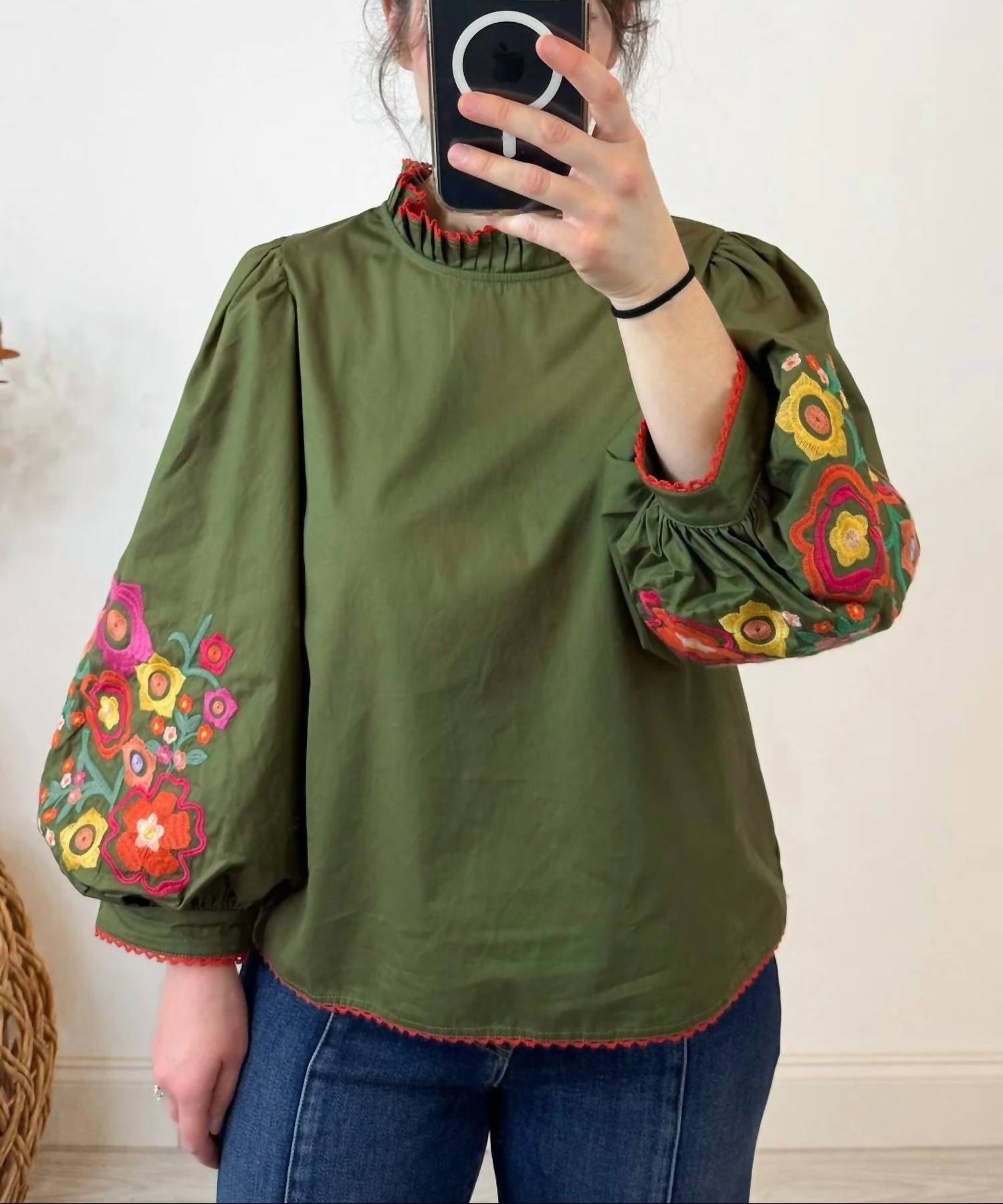 Jodifl - Embroidered Sleeves Top
