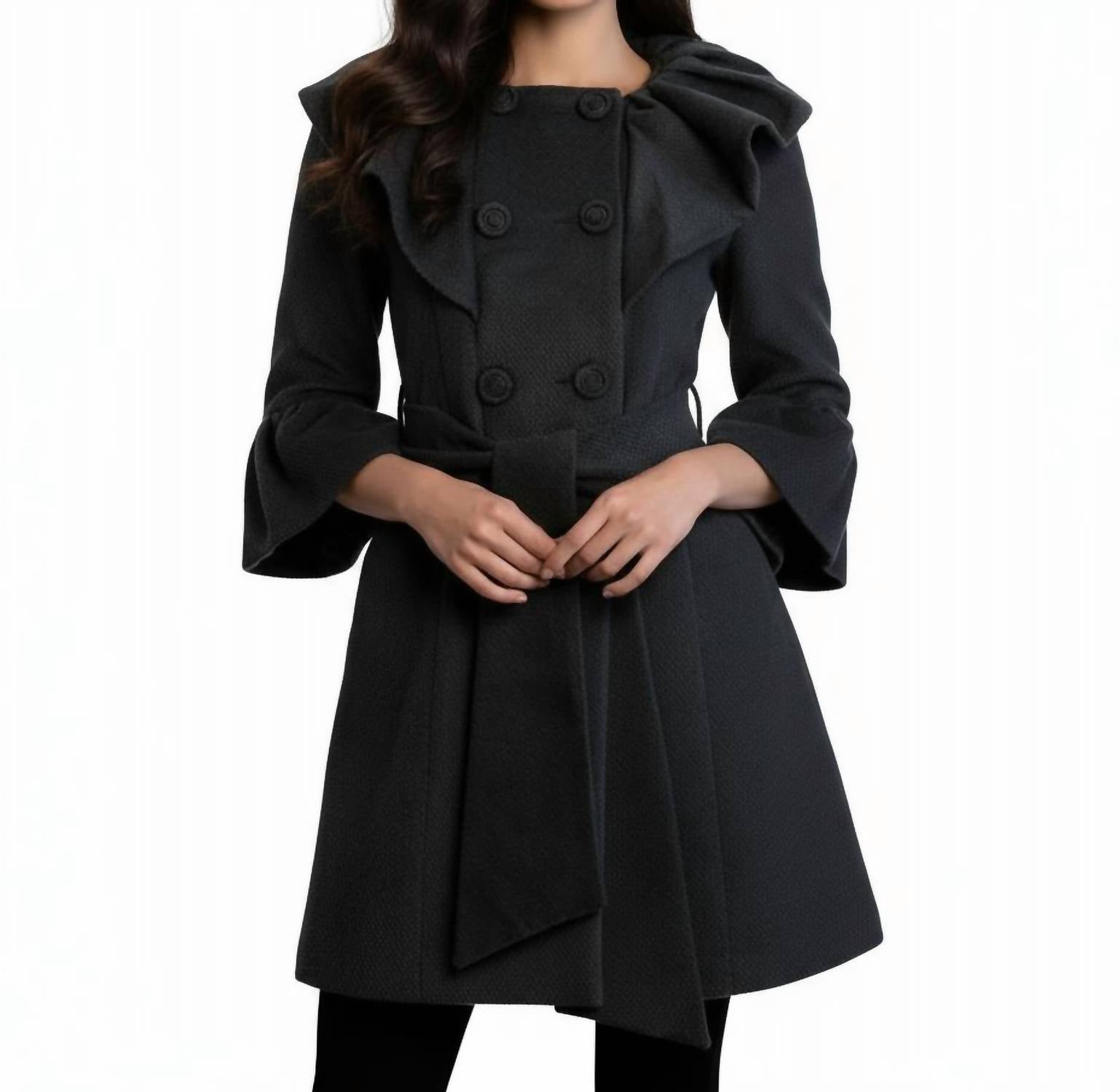 Ryu - Pintuck Detailed Double Button With Waist Tie Coat