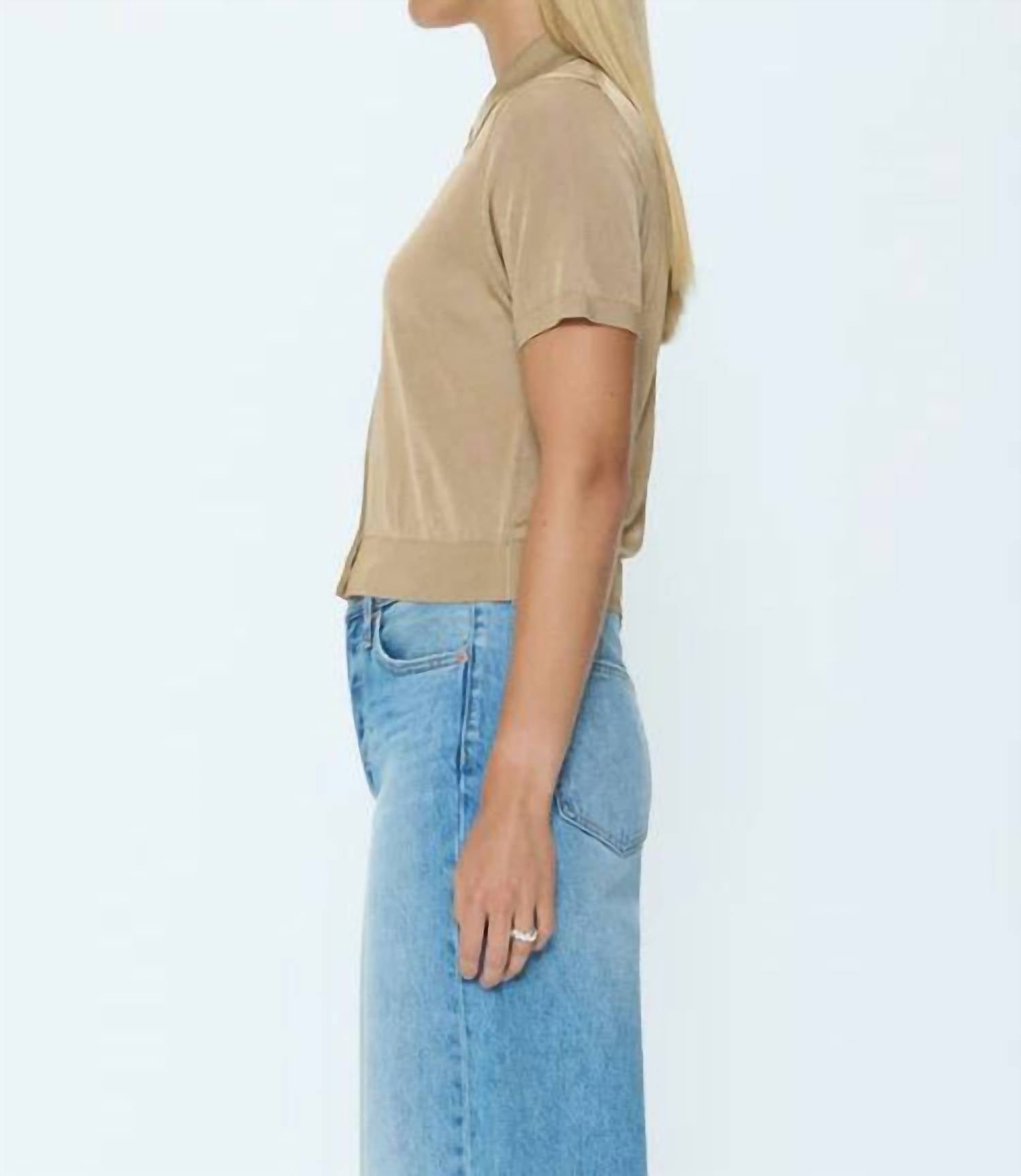 PISTOLA Lucca Short Sleeve Polo in wheat - men's t-shirt - alternate view
