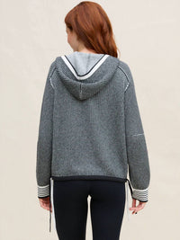 Margaret O'Leary - Drawstring Stripe-trimmed Sleeves Hoodie