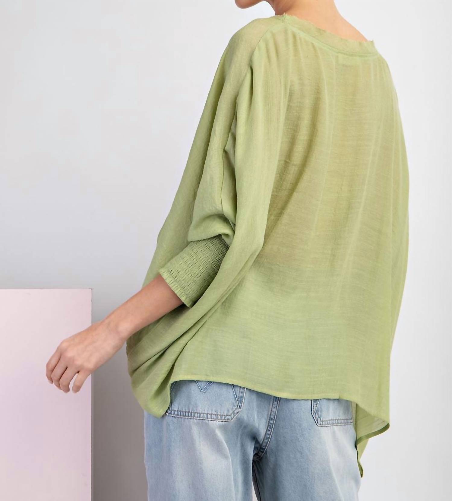 Ee:Some - Dolman With Smocked Cuffs Top