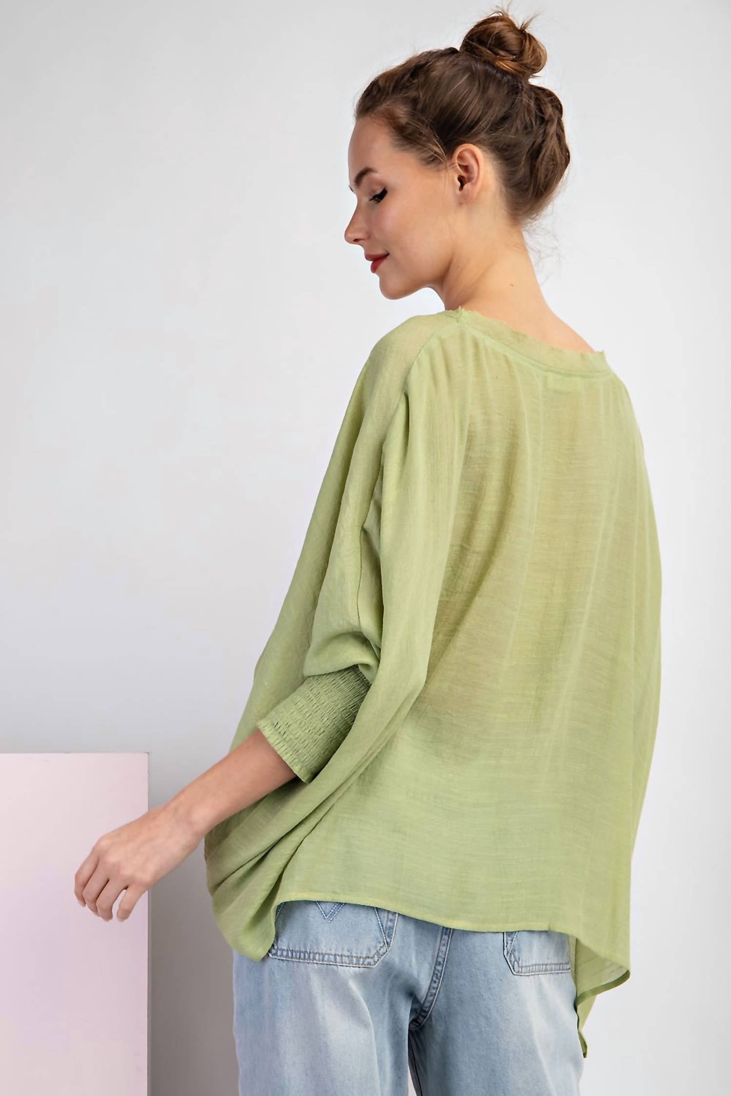 Ee:Some - Dolman With Smocked Cuffs Top