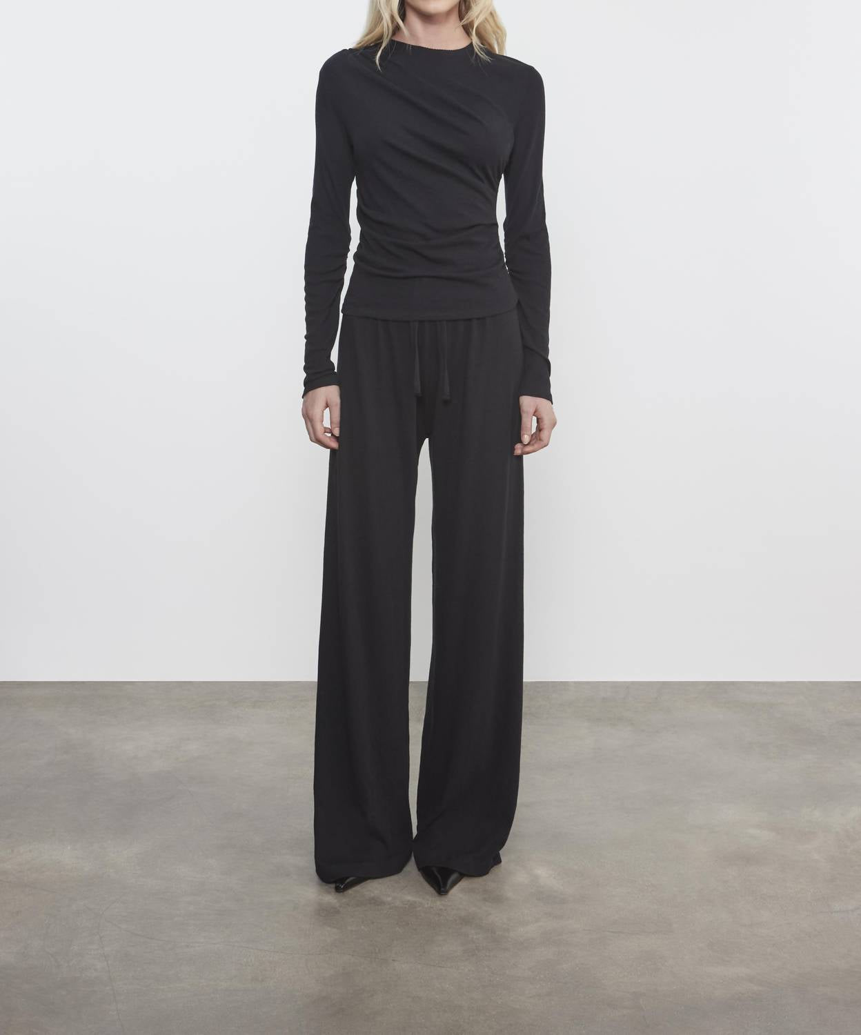 Enza Costa - CASHMERE DRAPED LONG SLEEVE CREW TOP