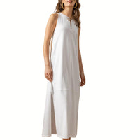 Lilla P Women's Sleeveless Keyhole Maxi Dress in white - women's dress - detail view