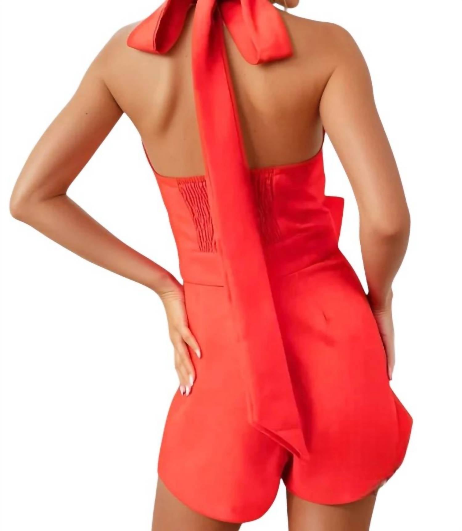 Glam - Zandra Halter Bow Romper