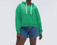 Everlane Track Organic Cotton Hoodie in bright jade - women's top