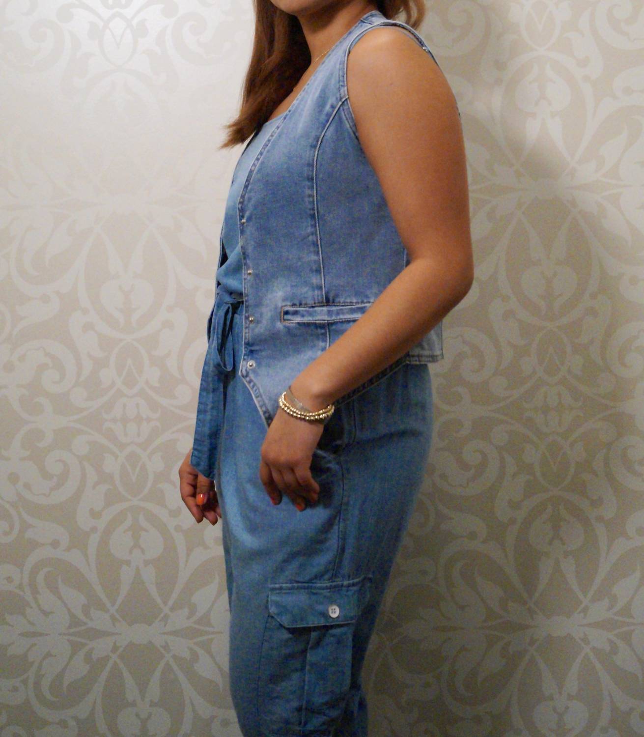 Bella Dahl - Denim Square Neck Cargo Jumpsuit