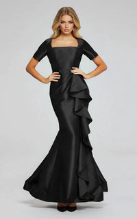 Jovani - Vibrant Gown With Square Neckline And Ruffle Detail