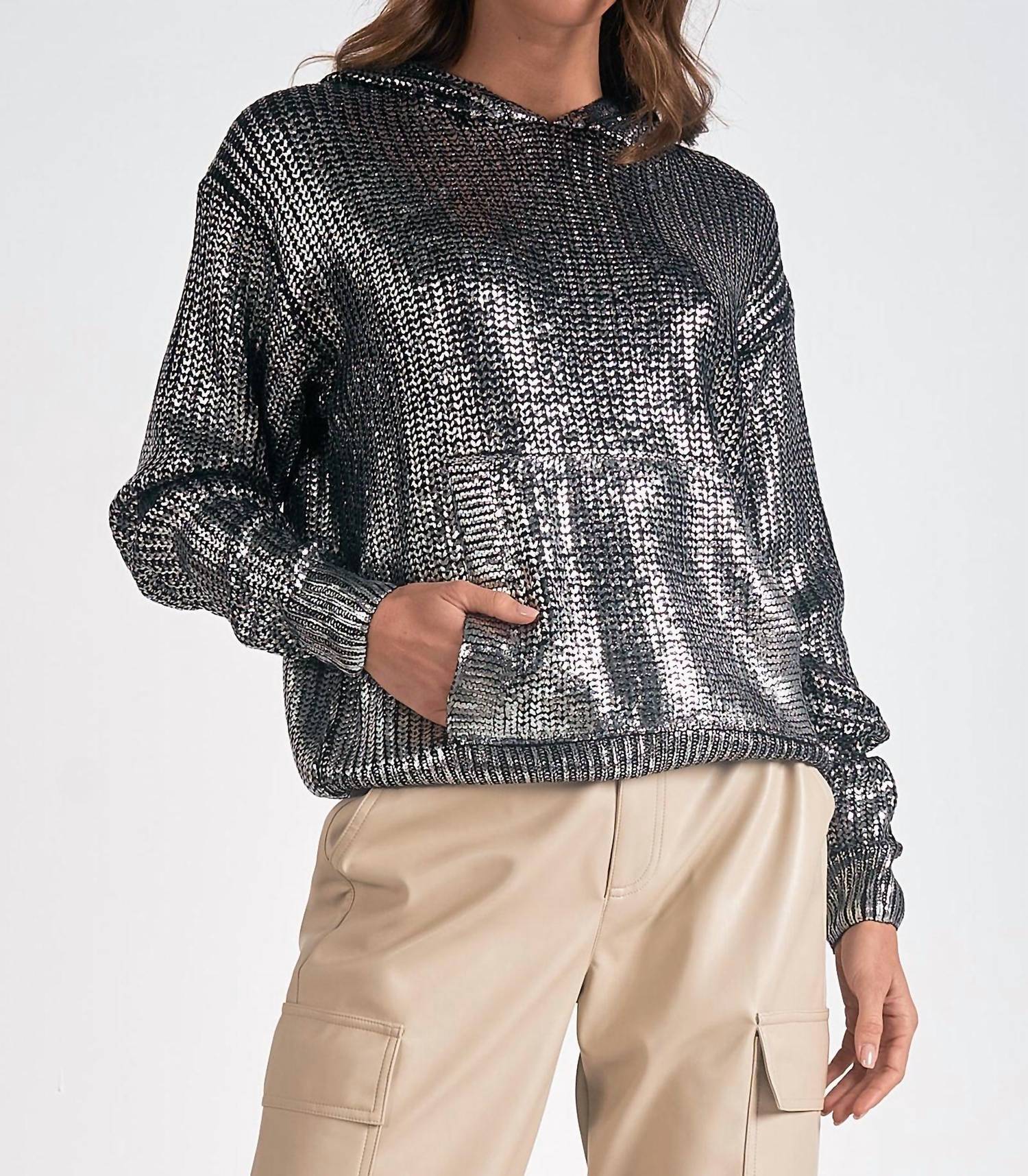 Elan - Metallic Sweater Hoodie