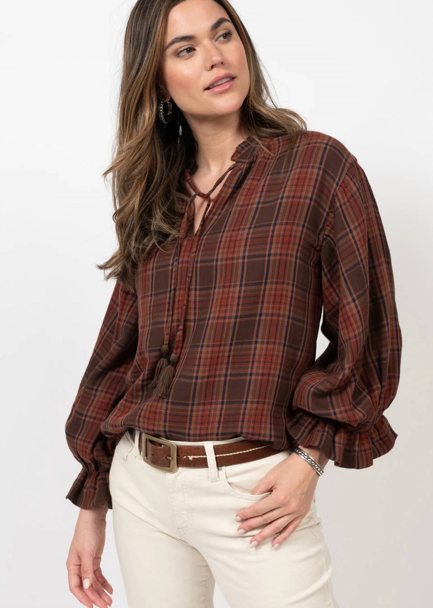 Ivy Jane - Plaid Tie Front Top