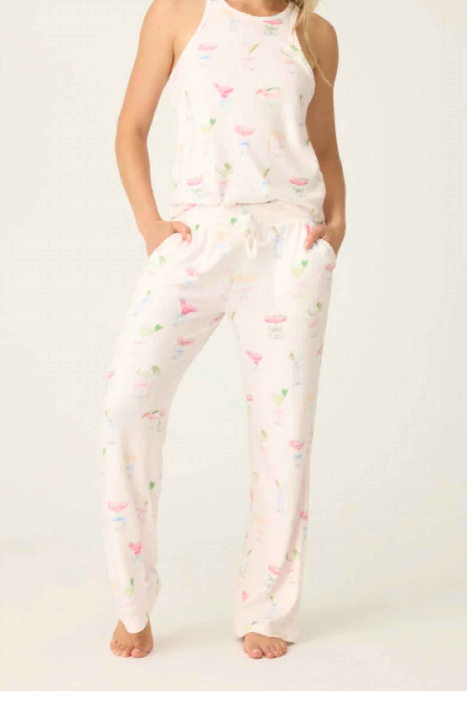 PJ Salvage Pretty Punch Cocktail Print Pajama Set in baby pink - women's intimate
