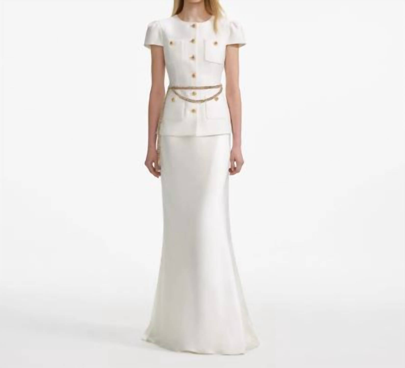Self-Portrait - Taffeta Chain Belt Maxi Dress