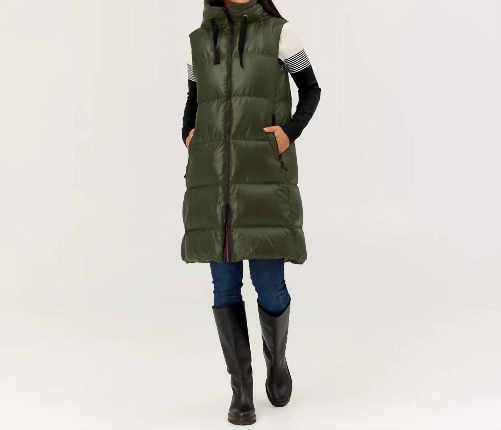krimson klover Compass Long Vest in hunter - women's jacket