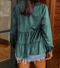 Shop Lala Loo - Corduroy Ruffled Tiered Shirt