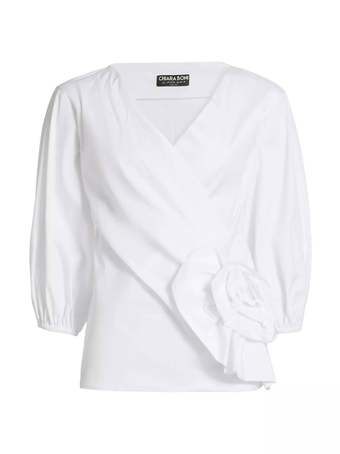 CHIARA BONI Elizee Rosette-waist Faux-wrap Top in white - women's blouse - view 4