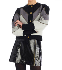 Allison New York - Fuzzy Chevron Long Sleeve Cardigan